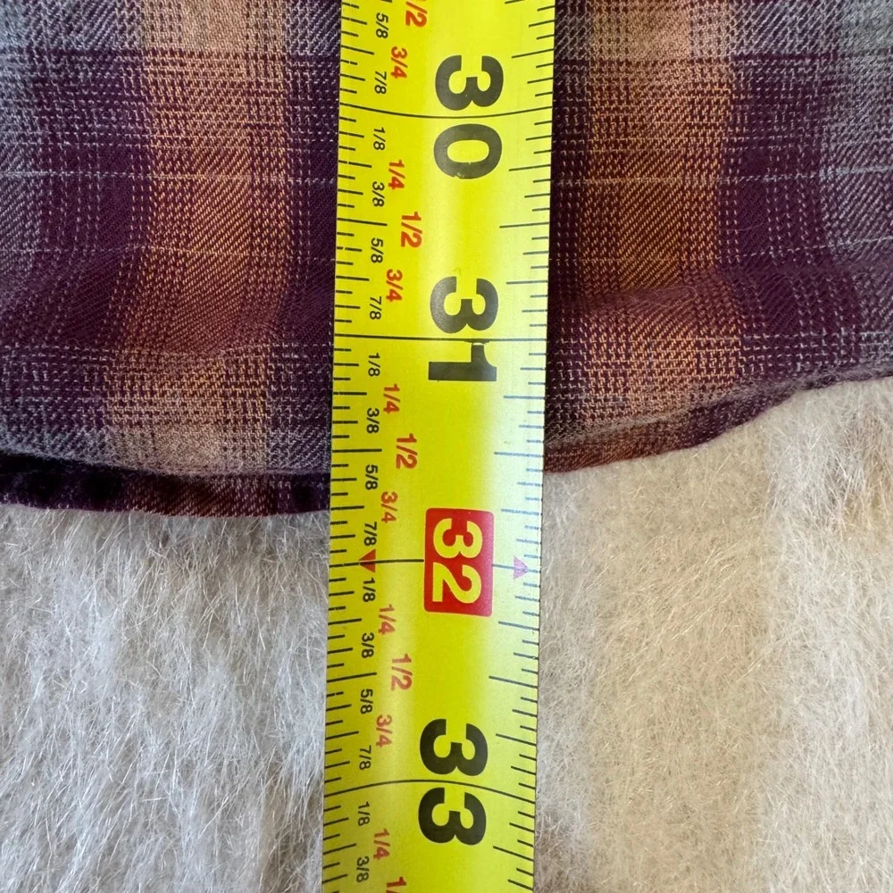 Banana Republic‎ Luxe Flannel Shirt Mens XL Tall Camden Fit Plaid Purple Orange